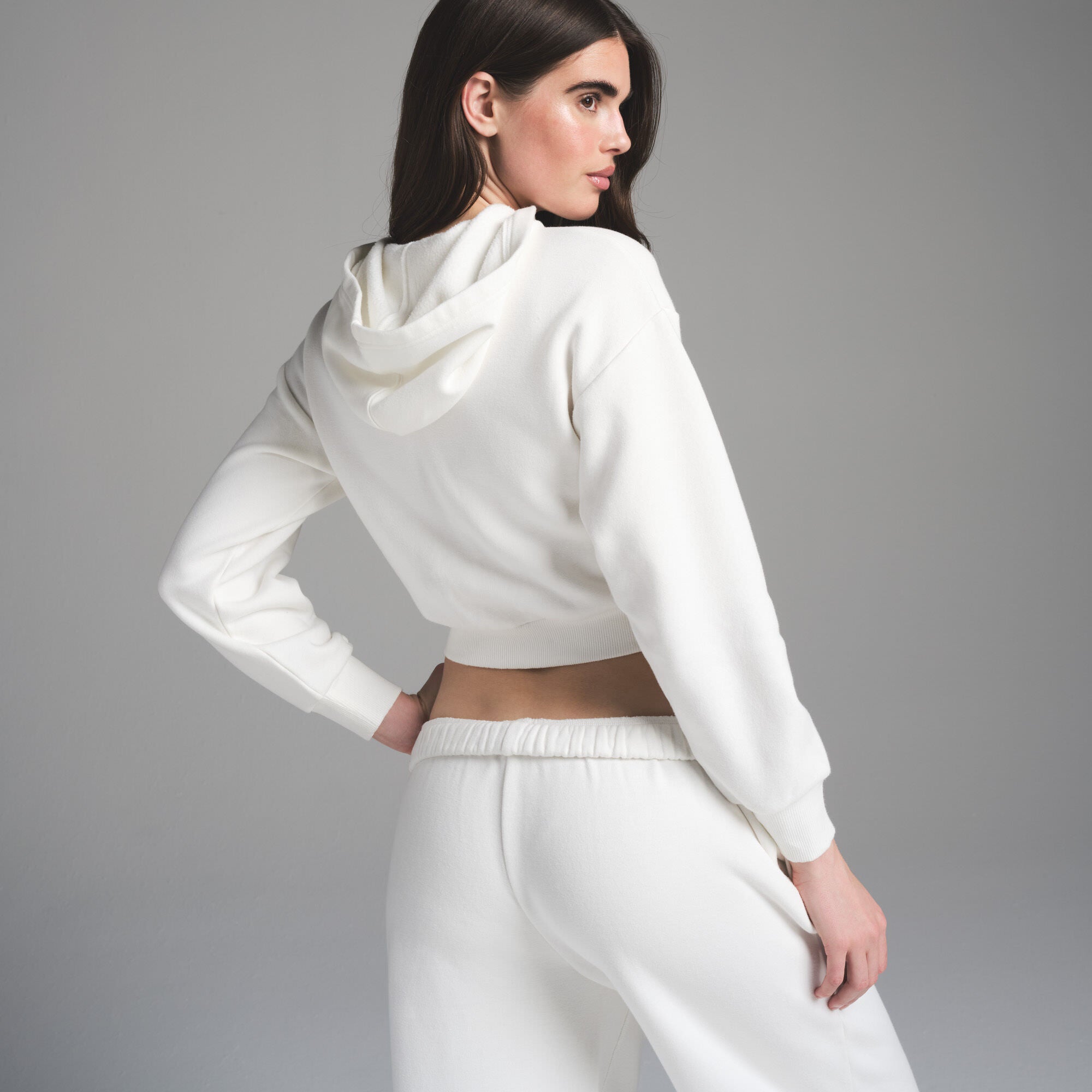 COTTON FLEECE SHRUNKEN ZIP UP HOODIE | MARBLE GRAPHIC - Image 4