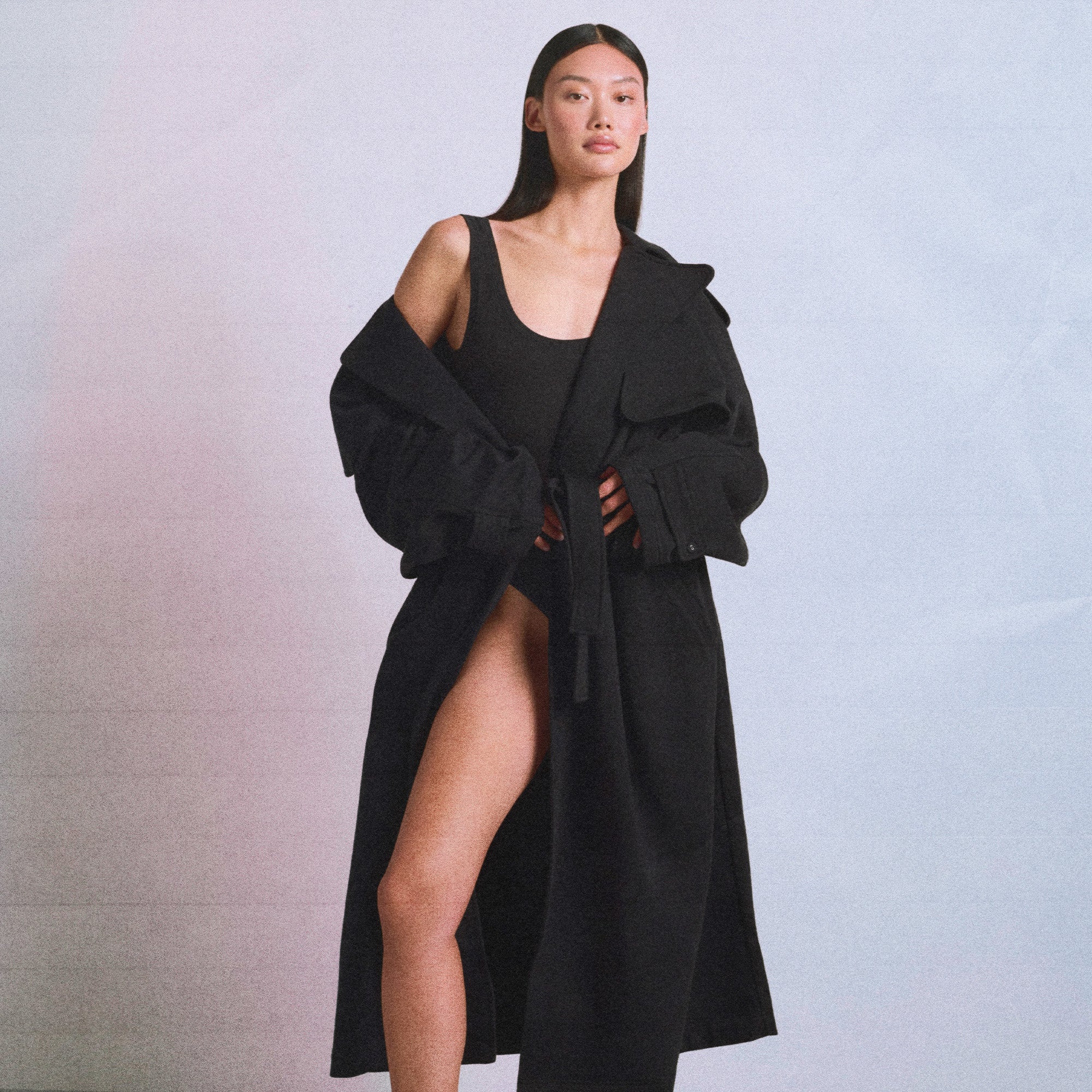BOYFRIEND FLEECE TRENCH COAT | WASHED ONYX - Image 6