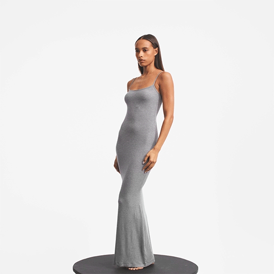 SOFT LOUNGE LONG SLIP DRESS | ONYX - Image 4